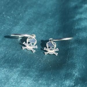 NEW 925 Sterling Silver Skull Hoop Earrings